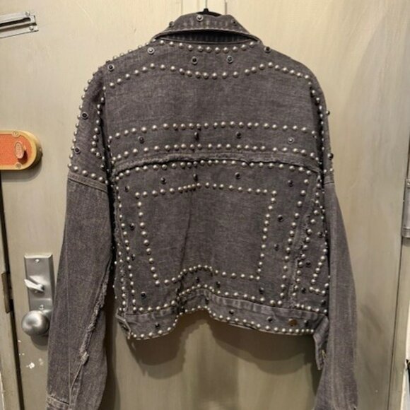 Vintage Style Studded Rivet Distressed Denim Punk Style Bolero / Cropped Jacket - Picture 12 of 16